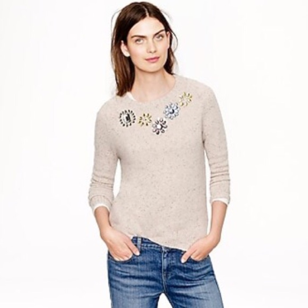 J. Crew • Oatmeal Jeweled Sweater Size Medium